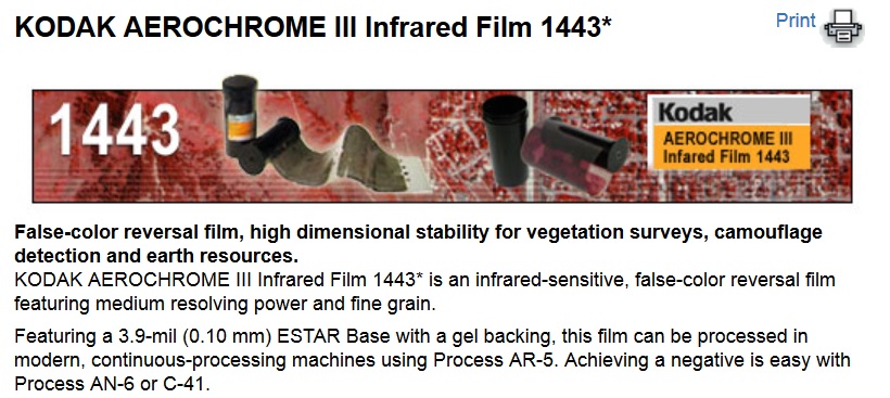 Kodak Aerochrome III Infrared Film 1443